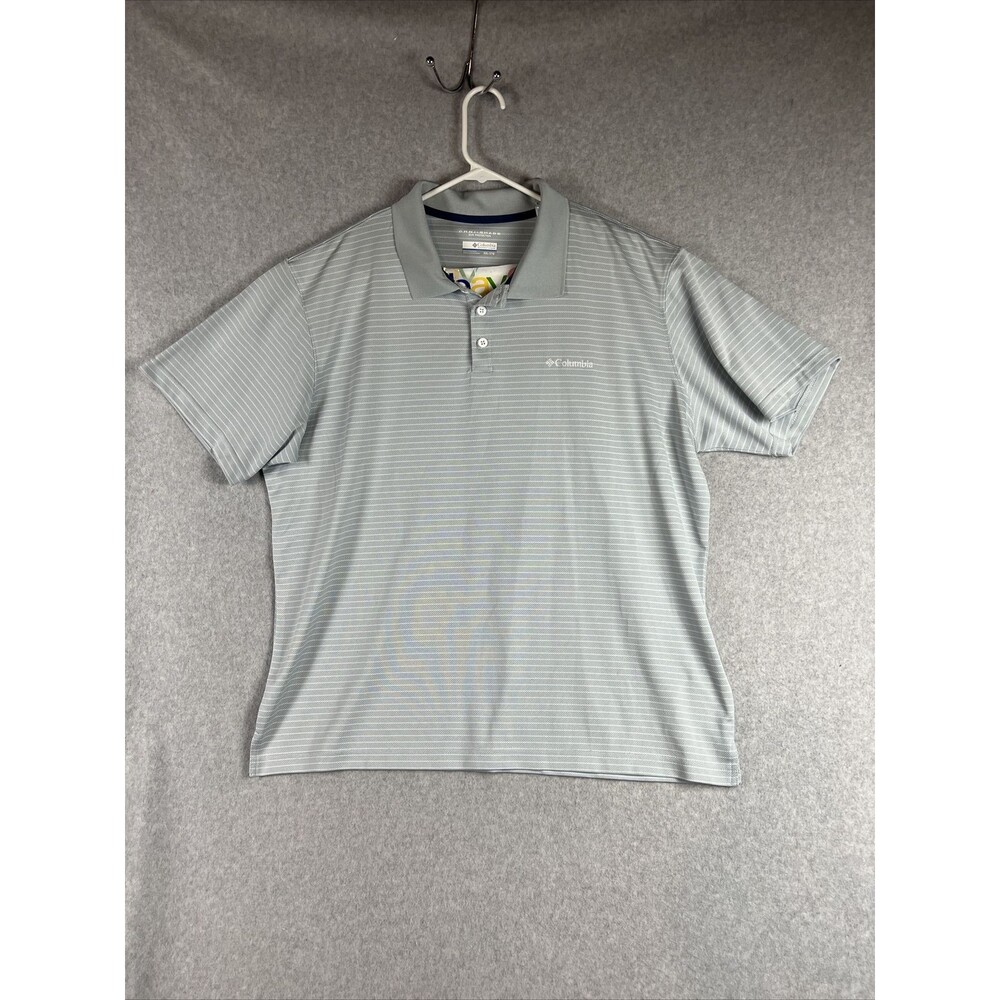Columbia Shirt Mens XXL 2XL Polo Short Sleeve Gray w Logo Omni-Shade Lightweight